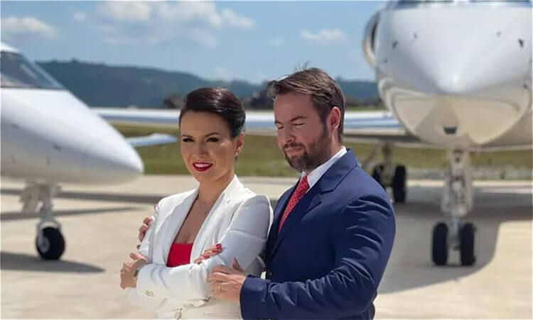 Marcos Amaro e Ksenia Kogan Amaro, CEO e empreendedora, da Amaro Aviation.